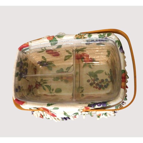 Longaberger 1999 Rectangle Chore Basket Handles Fabric Plastic Liners - Picture 2 of 12